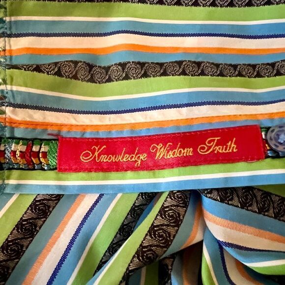 EEUC Men's Robert Graham Striped‎ Shirt Contrasting Cuff Lining Size XLT XL Tall - Picture 8 of 8